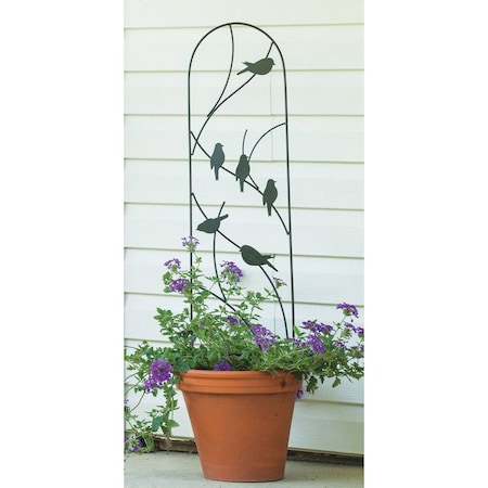 Panacea POT TRELLIS BIRDS 40 in BLK 84493
